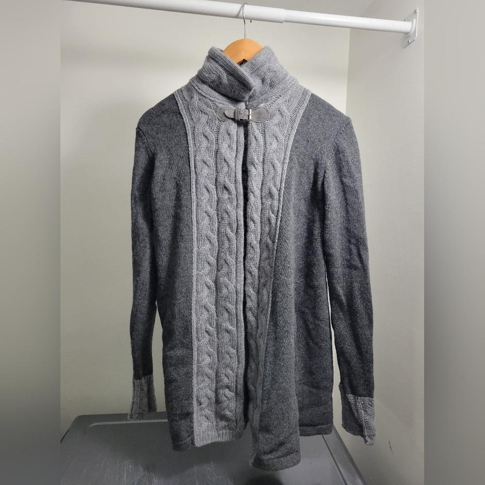 Charcoal Cable Knit Cardigan